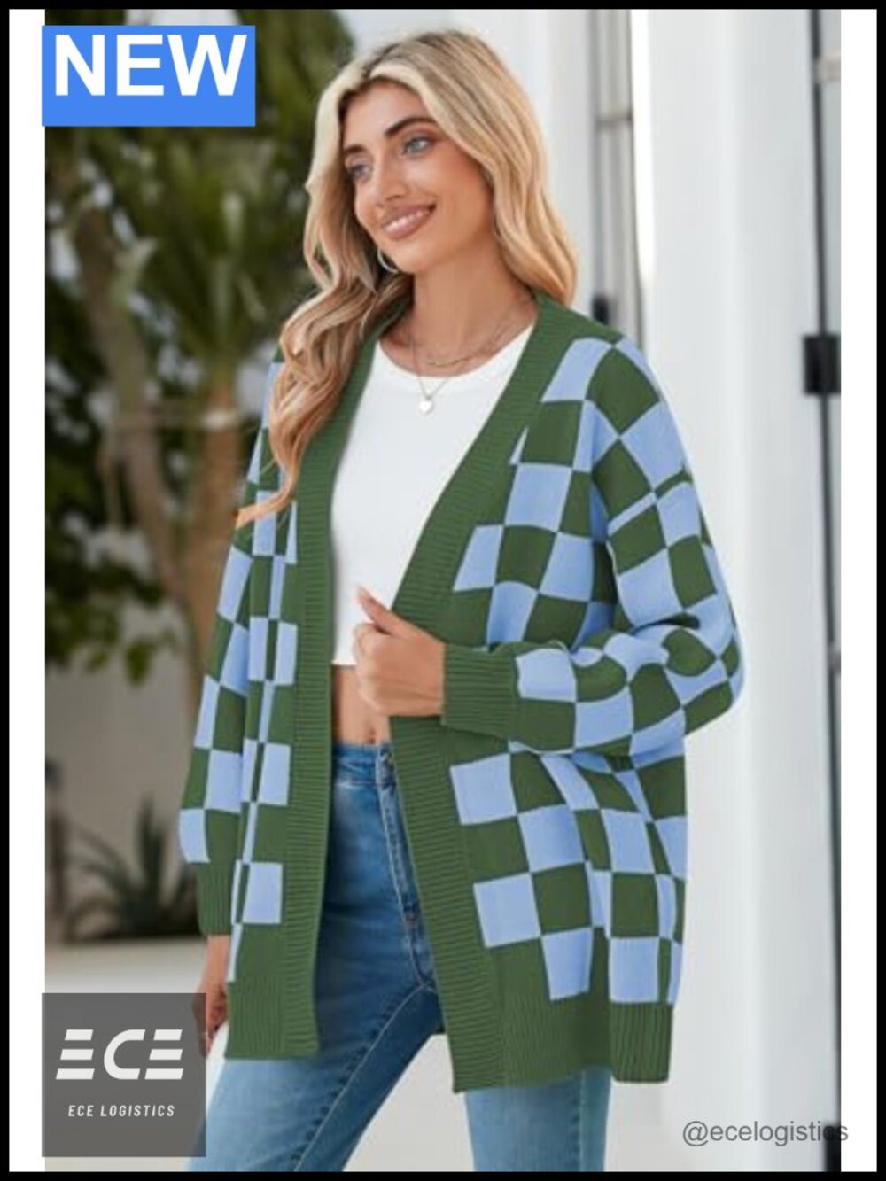 Oversized Ribbed Knit Open Front Cardigan with Pockets - Picture 2 of 6